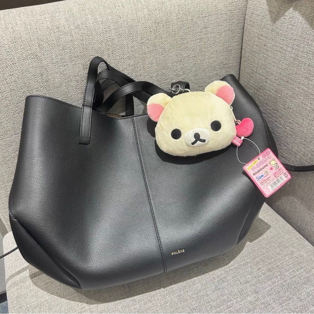 Polene Black Tote with Cute Plush Charm